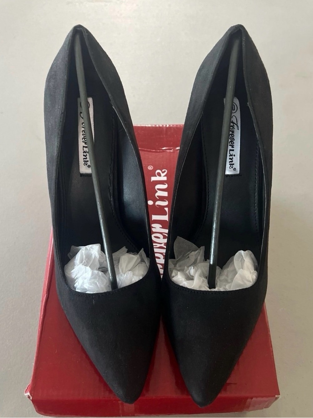 Forever Link Black Suede Pointed Pumps